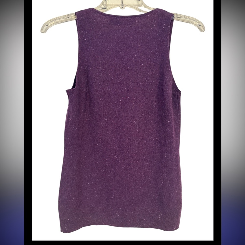 Trina Turk 100% cashmere sweater vest purple speckled size small EUC - Picture 2 of 4